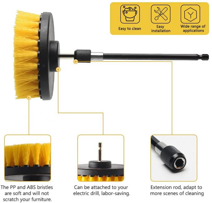 Drill Brush Attachment 4pcs Scrubber Brush Kit with Extend Attachment 2