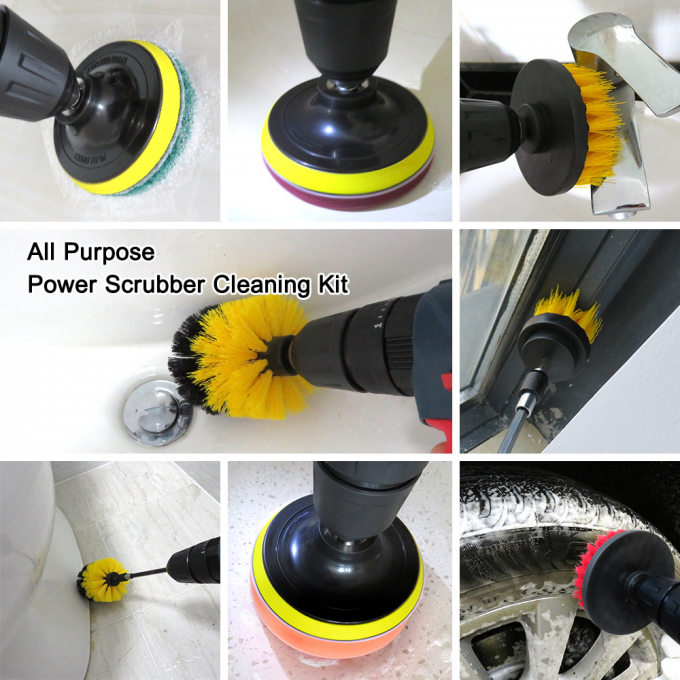 18 pc Drill Brush Attachment Set with 4 inch cloth Power Scrubber cleaning Brush 3