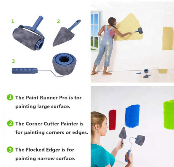 Paint Roller Kit 8 Pcs Multifunctional For Paint Runner Blue 4