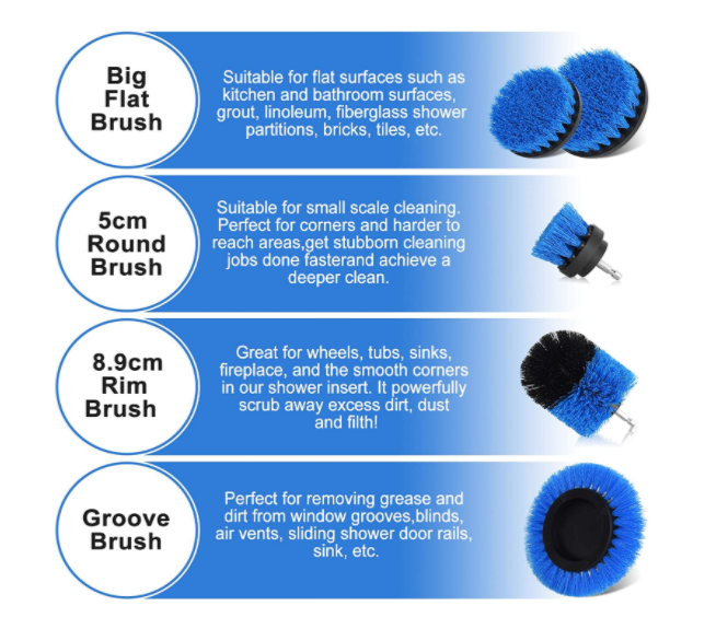 Drill Cleaning Brush Attachment Set, Drill Scrubber Brush Cleaning Brush kit for Bathroom car Grout 0