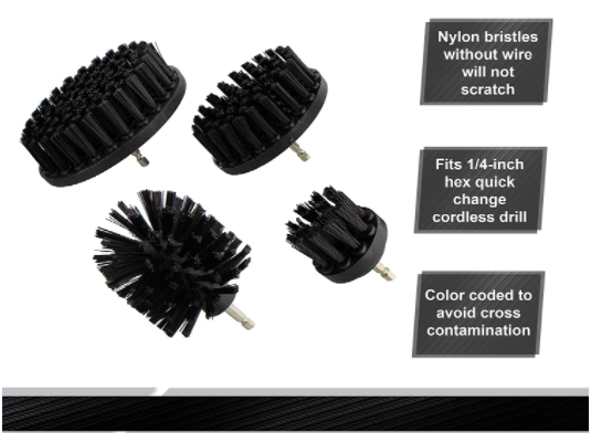Black color Nylon Scrubber Drill Attachment Drill Scrubber Brush Black Hard Bristles 0