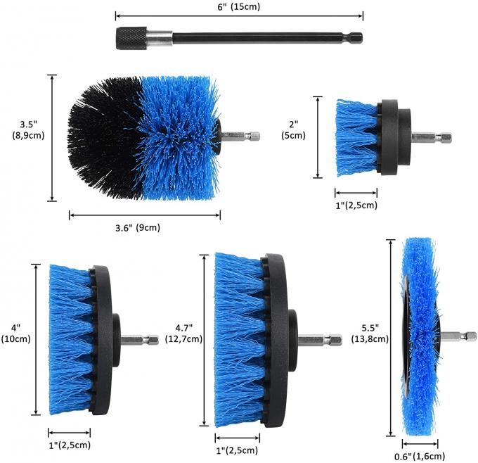 5cm Round Power Drill Cleaning Brush Set 6pcs Scrubber Kit With Extend Long Attachment 1