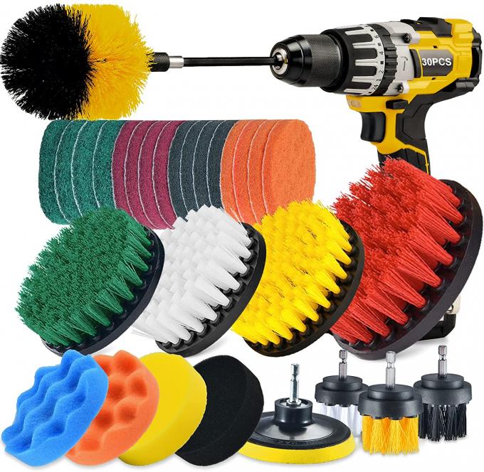 30 Piece Drill Brush Scrub Pads and Sponge with Extend Long Attachment 0