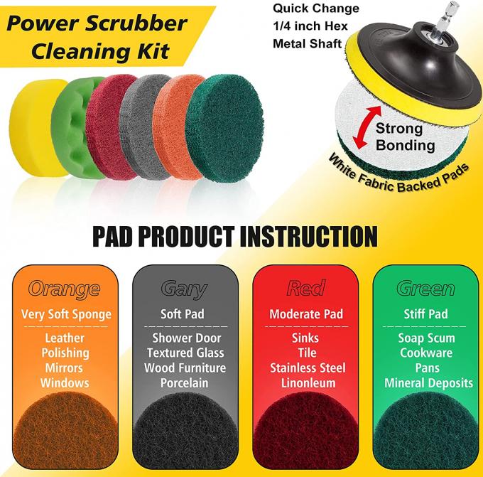 30 Piece Drill Brush Scrub Pads and Sponge with Extend Long Attachment 2