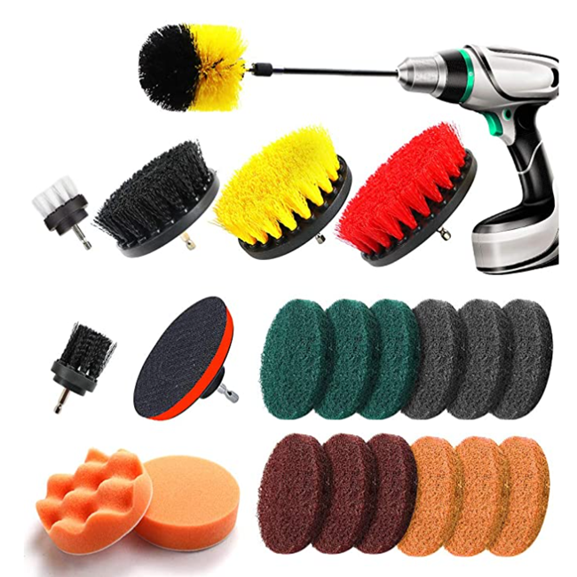 22 Piece Drill Brush Attachment Set Power Scrubber Drill Brush Kit Scrub Brush with Extend Long Attachment 0