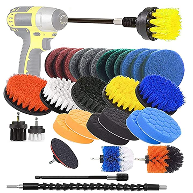 31 Pieces Electric Drill Brushes for Cleaning Household Cleaning Brushes with Scrub Pads &Sponge 0