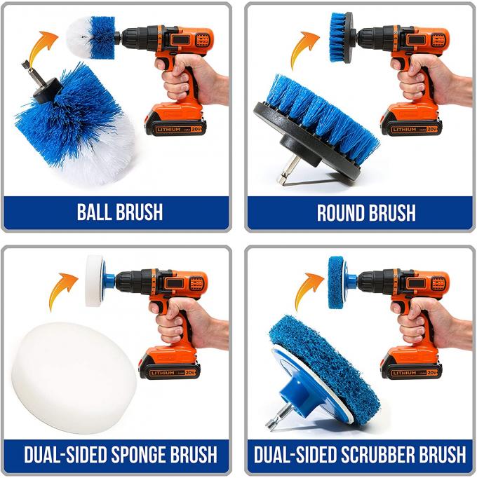 4 Piece Scrub Brush Power Drill Attachments-All Purpose Time Saving Kit 0