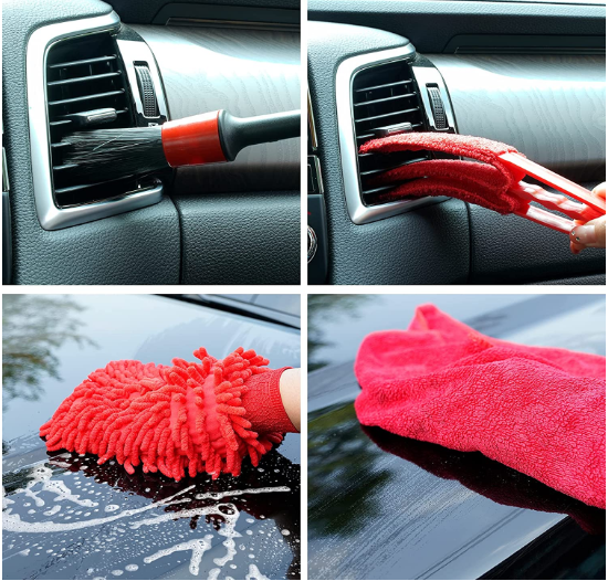 10cm Red Power Drill Brush For Car Detailing Scrubber Set 350g 0