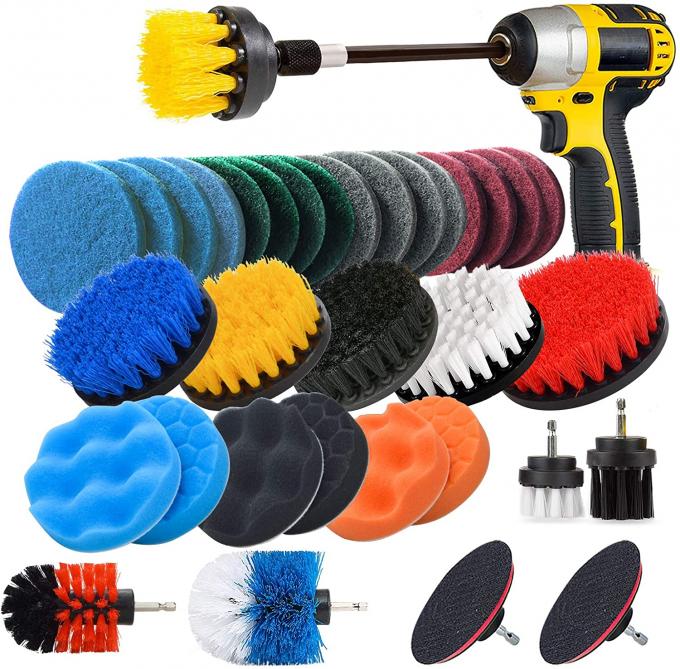 37pcs ROHS Drill Cleaning Brush Set Scrub Pads With Extend Long Attachment 0