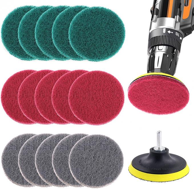 16Pcs 4 Inch Drill Power Brush Tile Scrubber Scouring Pads Cleaning Kit 0