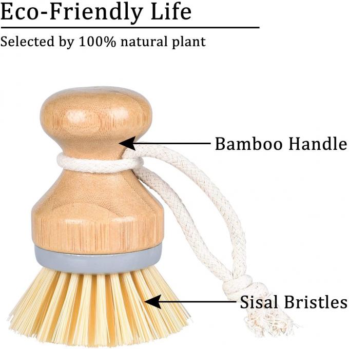 ODM Bamboo Kitchen Scrub Brush Set Fiber Palm Bristles ISO9001 2