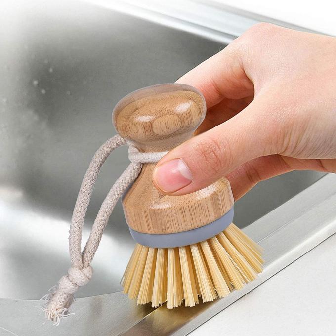 ODM Bamboo Kitchen Scrub Brush Set Fiber Palm Bristles ISO9001 3