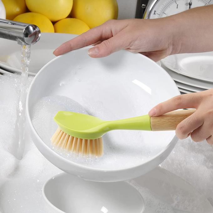 1.1in PBT Bristle Kitchen Scrub Brush Dish Scrubber With Handle 3