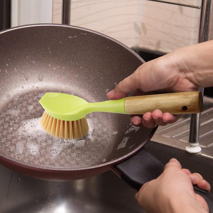 1.1in PBT Bristle Kitchen Scrub Brush Dish Scrubber With Handle 4