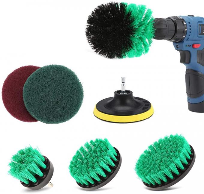 7pcs Drill Cleaning Brush Scouring Pad Attachments Medium Hard Bristles SGS 0
