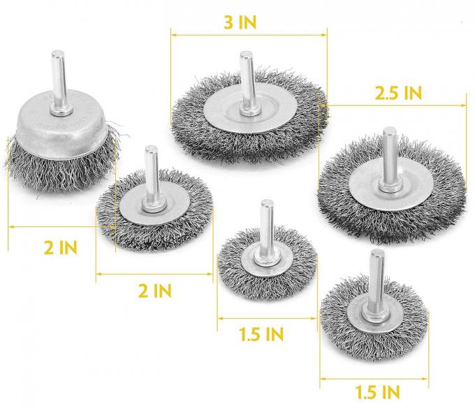 Steel Wire 1.5in Wire Wheel Cup Brush For Drill 1/4In Round Shank 2