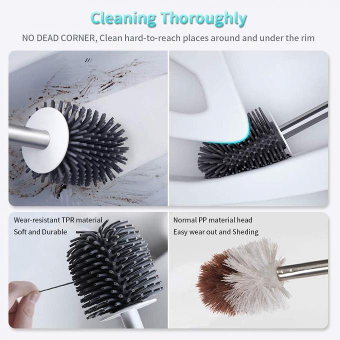 4.5"*6.5"*18" Soft Bristle Black Silicone Toilet Cleaning Brush 0.4g 0