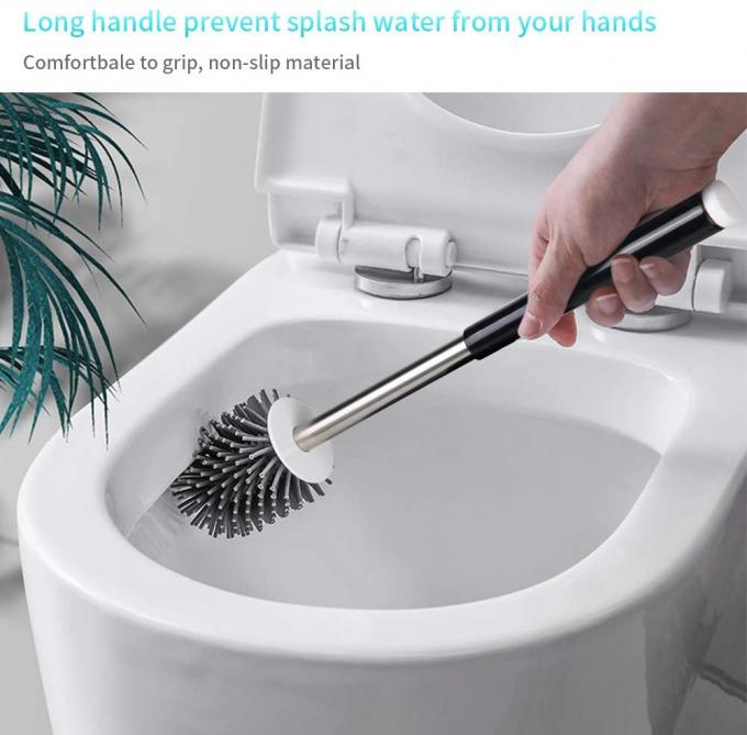 4.5"*6.5"*18" Soft Bristle Black Silicone Toilet Cleaning Brush 0.4g 2