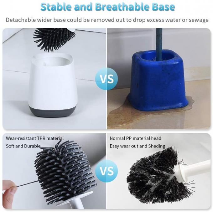 TPR Soft Bristle Silicone Toilet Bowl Brush With Holder ISO9001 1