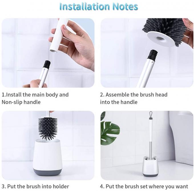 TPR Soft Bristle Silicone Toilet Bowl Brush With Holder ISO9001 2