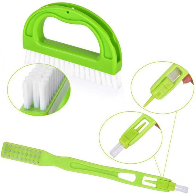 5.9cm Tile Green Grout Scrubber Brush With Handle 7.9in Nylon Bristle 0