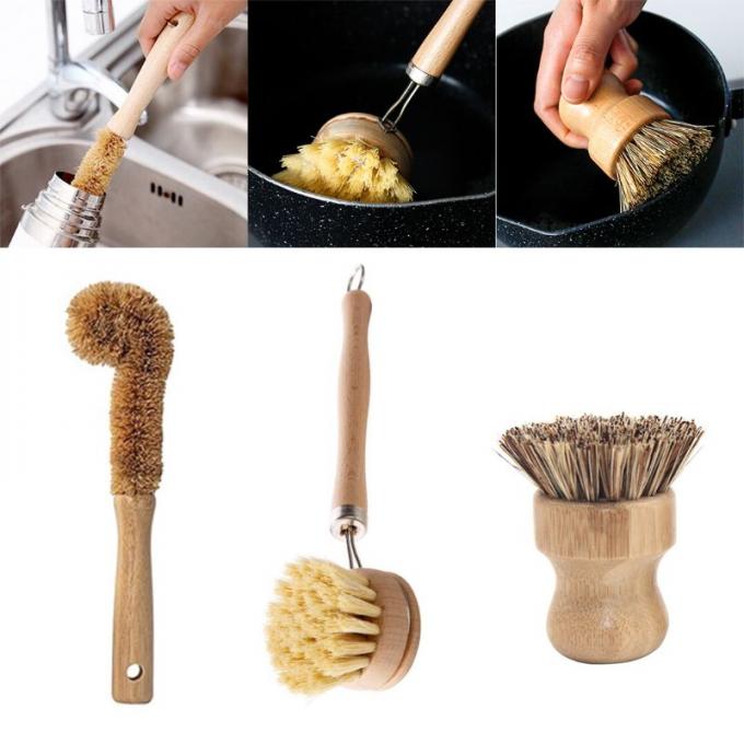 6*8cm Dish Wooden Kitchen Scrubber Brush Set 4Pcs Clean Tableware 0