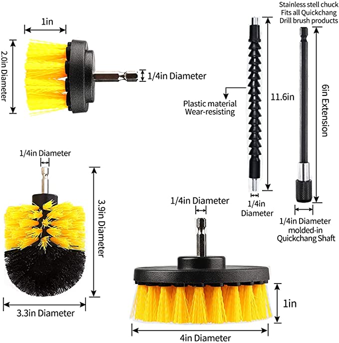 All Purpose Drill Brush With Extend Long Attachment For Grout，Bathroom Surfaces Tub 0