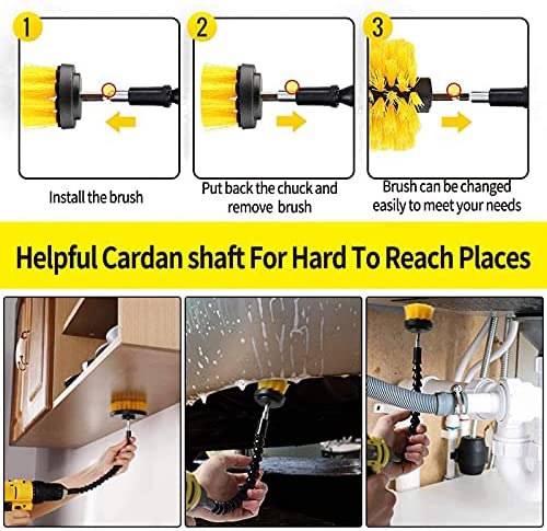 All Purpose Drill Brush With Extend Long Attachment For Grout，Bathroom Surfaces Tub 2