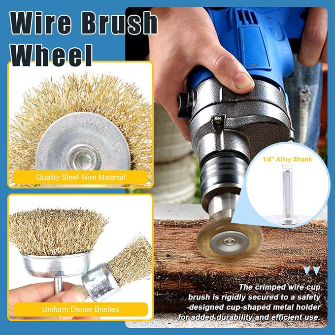 9pcs Cup Wire Wheel Brush 4500RMP Brass Coated Plating 8.5cm 2