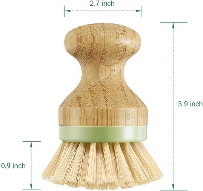 3.9in Kitchen Scrub Brush Bamboo Dish Scrubber Brush 2inch Long Bristles 150g With Wood Handle 1