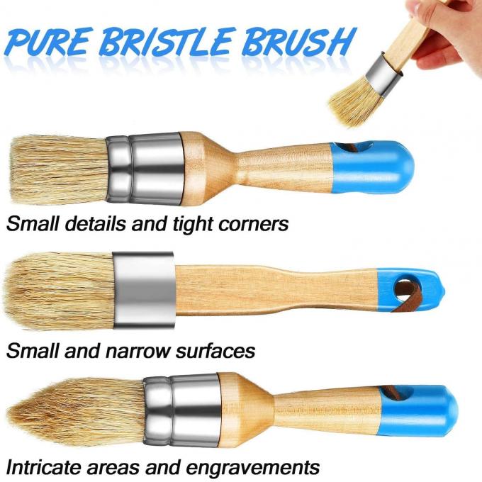 2in Round Chalk Paint Brush Set 3pcs For Wood Furniture Home Decor 1