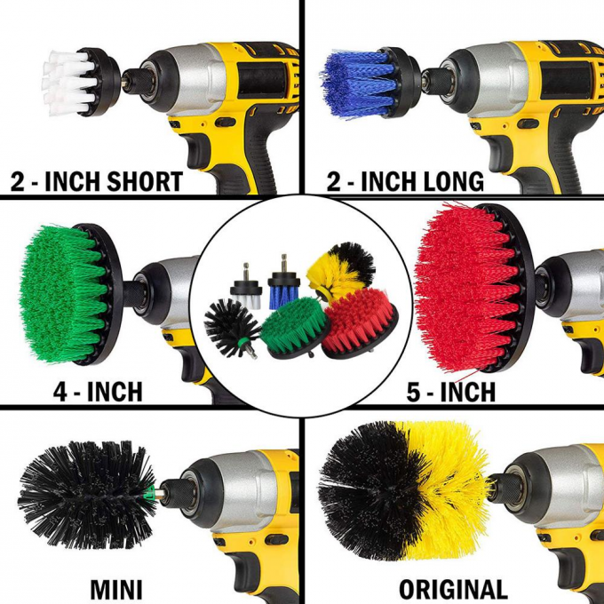6 Pieces Power Scrubber Drill Brush Kit Cordless PP Material 2