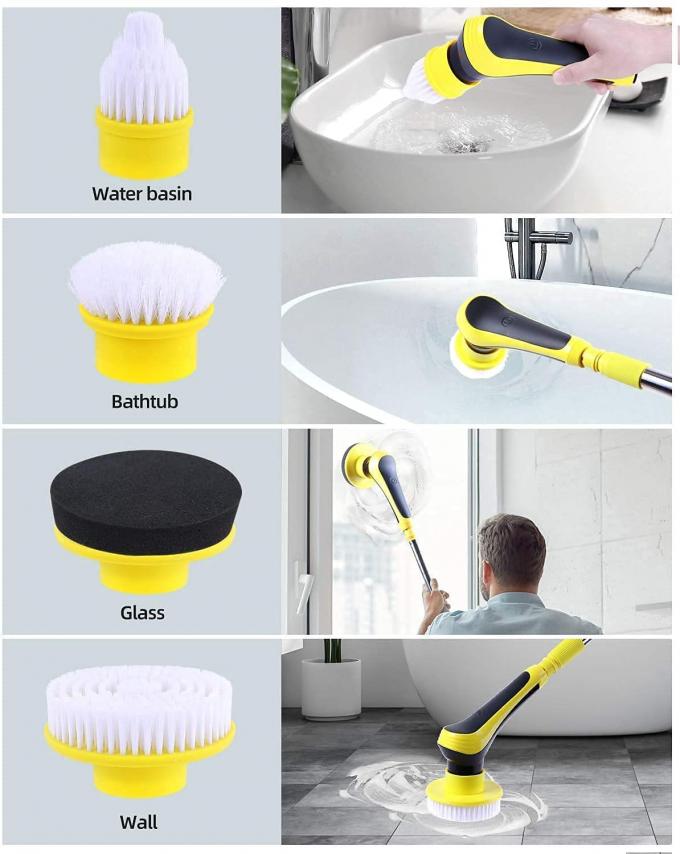 300rpm Electric Spin Scrubber Adjustable Extension Handle Cleaning Tools 4