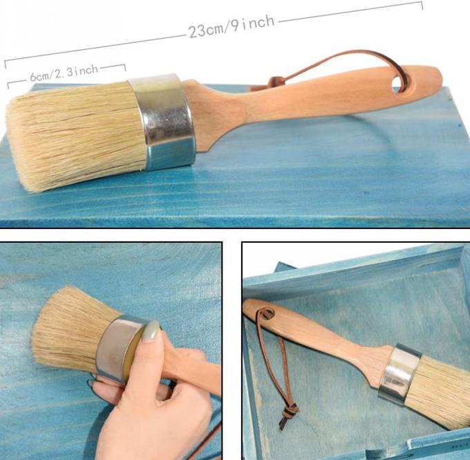 Natural Bristles Chalk And Wax Paint Brush 2 In 1 Round Painting Tool 2