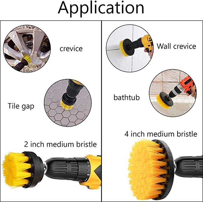 Yellow 5 Piece Power Scrubber Cleaning Kit With PP Bristle 0