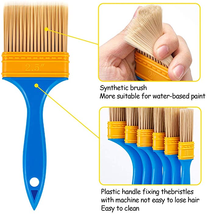 6PCS Chalk Wax Paint Brush For Crafts 1 In 1.5 In 3 In 4 In 0