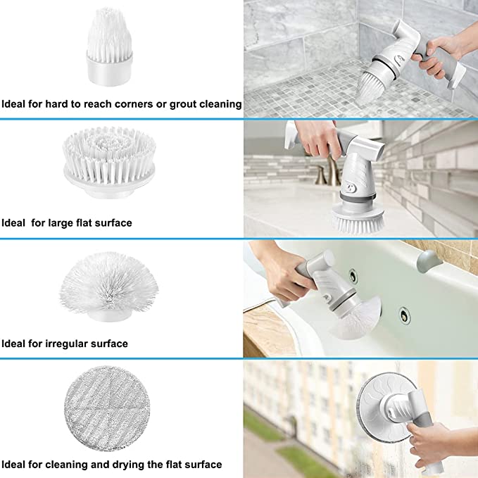 Electric Spin Rechargeable Shower Scrubber For Tub Tile Floor 165cm Size 0