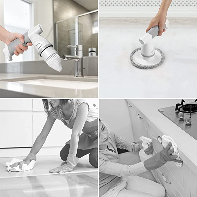 Electric Spin Rechargeable Shower Scrubber For Tub Tile Floor 165cm Size 1