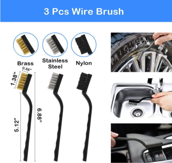 PP 19Pcs Car Detailing Brush Set With 17" Rim Wheel Brush 1