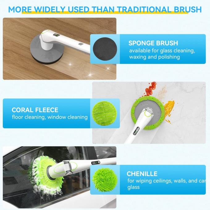 Electric Spin Scrubber, 360° Floor Scrubber Power Brush , 2 Speed HD LED Display, with 6 Replaceable Brush 1