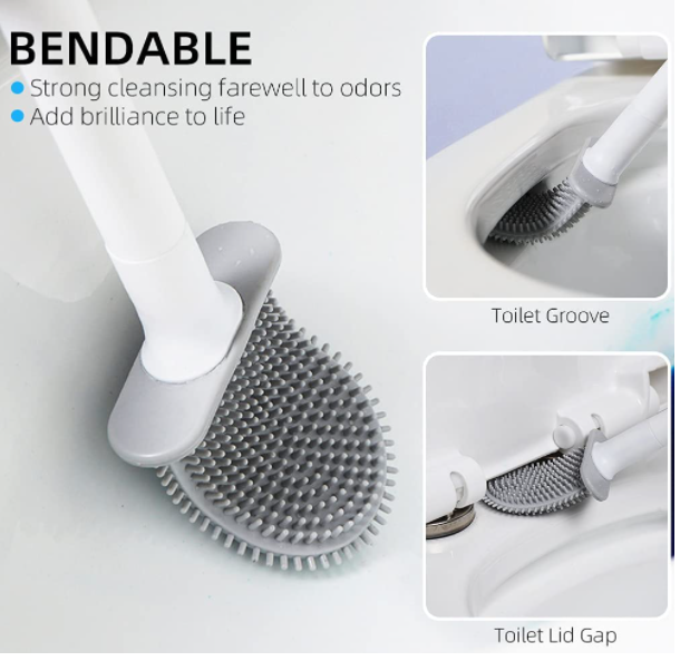 Removable Handle Toilet Brush And Holder Set TPR For Bathroom Mounted 1