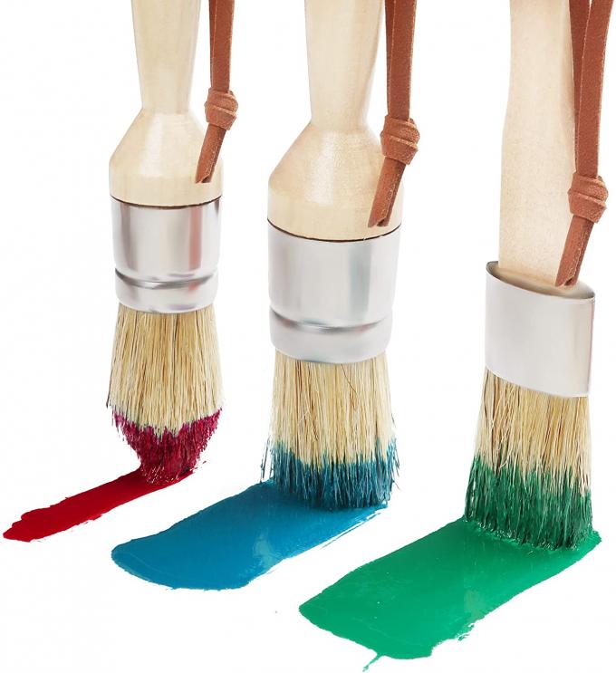 Pure Bristle Wax Paint Brush 3 PCS Round For Lime Paint Milk Paint 0