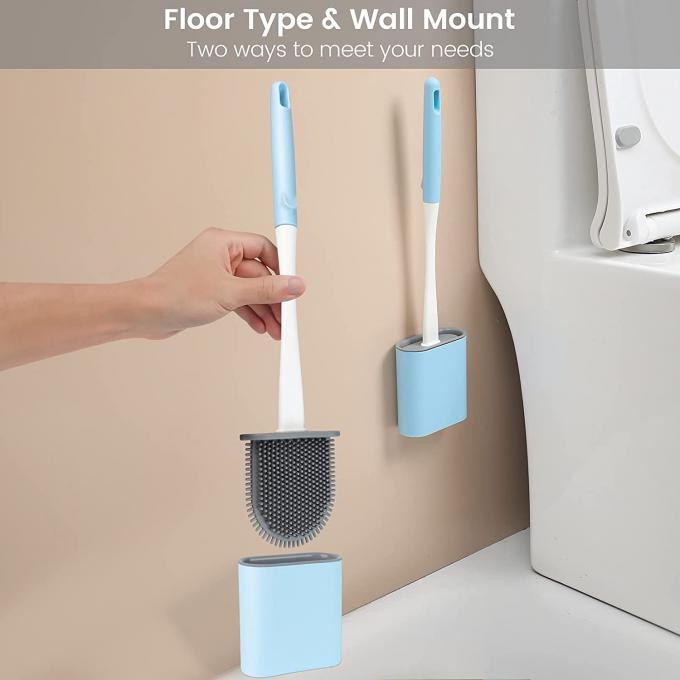 TPR Silicone Toilet Brush Set With Holder Wall Mounting Bathroom Use 0