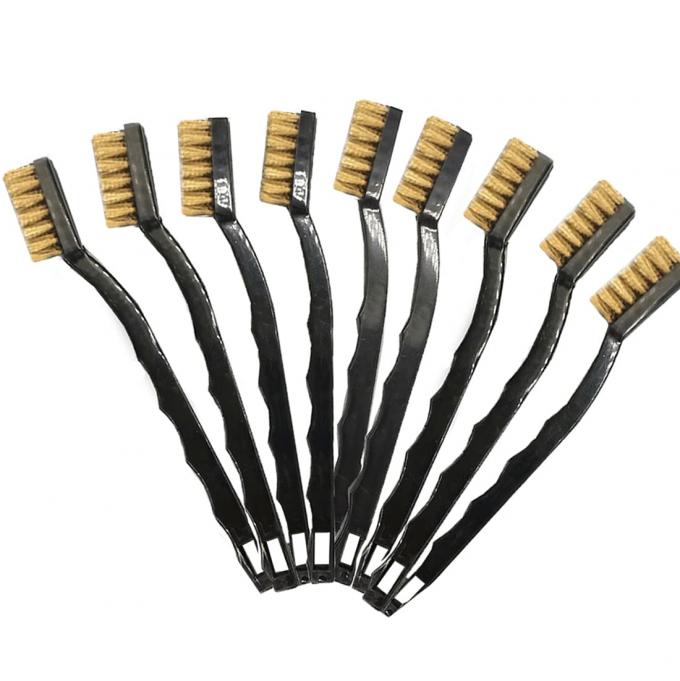 Cleaning Steel Wire Brush Set With Brass And Nylon Bristles Curved Handle 1