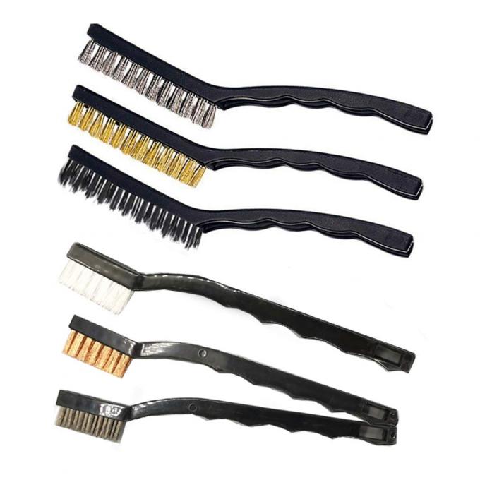 Cleaning Steel Wire Brush Set With Brass And Nylon Bristles Curved Handle 2