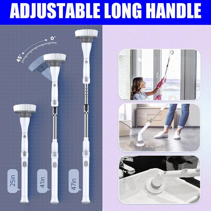 25/41/47 Inch Extendable Handle Electric Spin Scrubber , Cordless Cleaning Brush 1