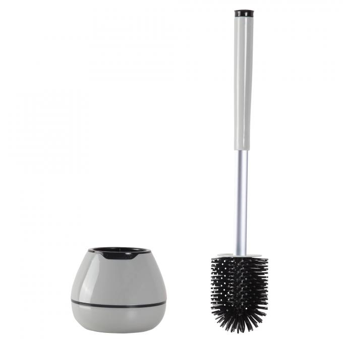 Toilet Brush And Holder Set Silicone Bristles With Tweezers Pink 2