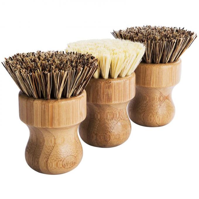 Bamboo Round 3 Packs Mini Natural Scrub Brush With Union Fiber 1