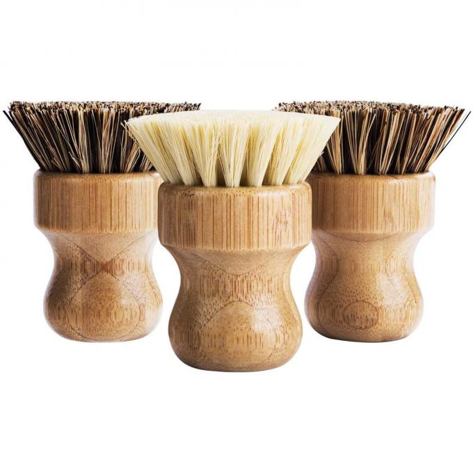 Bamboo Round 3 Packs Mini Natural Scrub Brush With Union Fiber 2