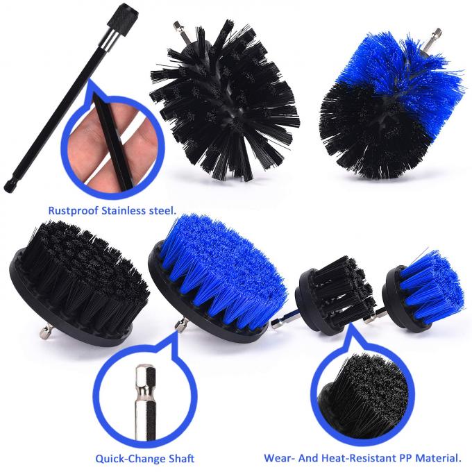 Extension Rod 7Pcs Drill Scrubber Brush For Carpet Black Blue 0